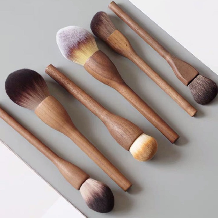 Jujube Wood Series Fiber Hair Loose Powder Brush Honey Powder Brush Seamless Foundation Blush Contouring Cosmetic